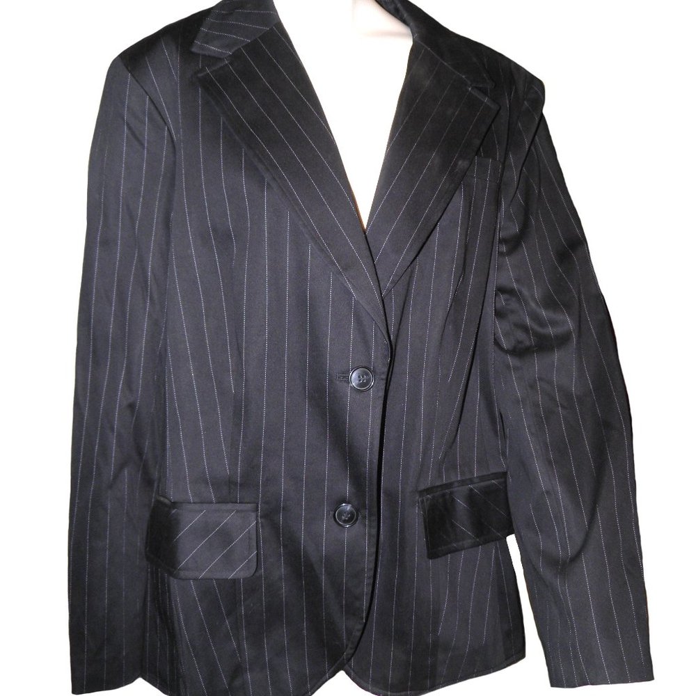 Women's Navy Blue Pin Striped Blazer Suit Jacket